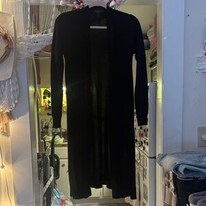 NWOT Charter Club Black Cashmere Split Hem Long Cardigan